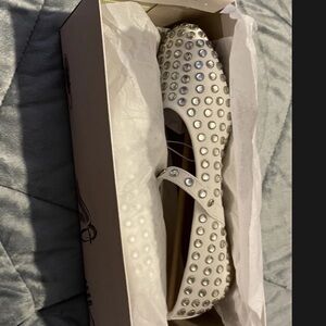 a new day White Rhinestone Flats